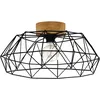 Image de Eglo Luminaire plafonnier Padstow, lustre vintage, industriel, rétro, lampe de plafond en acier noir et bois naturel pour salon, cuisine et couloir, douille E27, certifié FSC