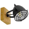 Image de Eglo Luminaire plafonnier Gatebeck, style vintage industriel rétro, spot de plafond en acier noir et bois naturel, lampe de séjour, douille E14, certifié FSC