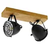 Image de Eglo Plafonnier Gatebeck, lampe de plafond vintage 2 flammes, style industriel et rétro, projecteur de plafond en acier noir et bois naturel, lampe salon et cuisine avec douille E14