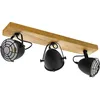 Image de Eglo plafonnier Gatebeck, lampe de plafond 3 flammes vintage, industrielle, rétro, projecteur de plafond en acier noir et bois naturel, lampe pour salon, cuisine avec douille E14