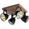Image de Eglo plafonnier Gatebeck, lampe de plafond 4 flammes vintage, industrielle, rétro, spot de plafond en acier noir et bois naturel, lampe salon, lampe cuisine avec douille E14