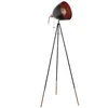 Image de Eglo Lampadaire tripode Chester, lampadaire vintage 1 flamme, lampadaire en acier, couleur : noir, cuivre, douille : E27, interrupteur à tirette inclus