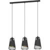Image de Eglo Suspension Austell, lampe suspendue 3 flammes style industriel vintage, suspension en acier et textile noir et or, lampe de salle à manger, lampe de salon suspendue avec douille E27