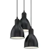 Image de Eglo Suspension luminaire Priddy à 3 lampes, lustre suspendu vintage au design industriel et rétro, acier noir et blanc, douille E27