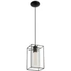 Image de Eglo Suspension Loncino, lampe suspendue vintage à 1 flamme, suspension en acier, couleur : noir, verre : verre fumé, douille : E27, longueur : 15 cm