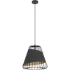 Image de Eglo Suspension Austell, 1 Ampoule, Suspension Industrielle, Vintage, en Acier et Textile Noir, Or, Lampe de Salle à Manger, Lampe de Salon Suspendue avec Douille E27, Ø 43 cm