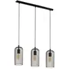 Image de Eglo Suspension luminaire Roccamena à 3 lampes, lustre suspendu vintage et rétro en acier noir et aspect cuivre, pour salon et salle à manger, douille E27