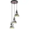 Image de Eglo Suspension Barnstaple, lampe suspendue vintage 3 sources de lumière style industriel, luminaire rétro en acier finition zinc usé, patine marron, noir, douille E27