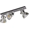 Image de Eglo Lampe de plafond BARNSTAPLE, spot de plafond vintage à 3 flammes au design industriel, spot mural rétro en acier aspect zinc usé et en bois, couleur : marron patiné, noir, douille : E27