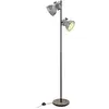 Image de Eglo Lampadaire Barnstaple, lampe sur pied vintage 2 flammes style industriel, lampadaire rétro en acier aspect zinc vieilli, bois, finition rouille, noir, douille E27, avec interrupteur au pied