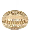 Image de Eglo Suspension luminaire Amsfield, lustre vintage et boho en acier et bois naturel, lampe suspendue pour table à manger et salon, E27, Ø 38 cm