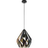 Image de Eglo Lustre CARLTON 1, 1 suspension à flamme vintage, lampe suspendue rétro en acier, couleur : noir, or, douille : E27, Ø 31 cm