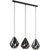 Image de Eglo Suspension Carlton 1, lustre vintage à 3 lampes, luminaire intérieur rétro avec abat-jour suspendus en acier noir et cuivre, douille E27