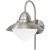 Image de Eglo Lampe murale extérieur Sidney, luminaire extérieur à flamme, applique murale en acier inoxydable, verre : blanc, opale mat, couleur : argent, douille : E27, IP44