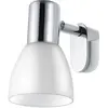Image de Eglo Lampe pour miroir Sticker, applique murale, éclairage salle de bains, lumière coiffeuse maquillage, spot en métal argenté et verre blanc opaque, IP44, douille E14