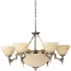 Image de Eglo Suspension Marbella, lampe suspendue vintage à 9 flammes, style rustique, en fonte de métal brunie, verre albâtre champagne, lampe de salle à manger, suspension pour salon avec douille E14