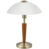 Image de EGLO Lampe à poser Solo 1, lampe de table avc variateur tactile, luminaire en bois noyer, acier bruni et verre blanc satiné, douille E14