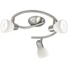 Image de Eglo Plafonnier Dakar 1, lampe de plafond 3 flammes, spot de plafond en acier, couleur : nickel mat, verre : verre dépoli avec technique de brossage, blanc, douille : E14