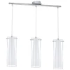 Image de EGLO Suspension luminaire Pinto à 3 lampes, lustre suspendu en acier aspect chromé, verre transparent et opale mat, blanc, pour salon et de salle à manger, douille E27