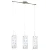 Image de Eglo Suspension Amadora, lampe suspendue 3 flammes, élégante, suspension en acier et verre imprimé chromé, blanc, lampe de salle à manger, lampe de salon suspendue avec douille E27