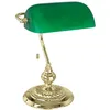 Image de Eglo Lampe de table BANKER, lampe à poser vintage, rétro, art déco et classique pour bureau, lampe de chevet en acier laiton et verre vert, avec Interrupteur à tirage, E27