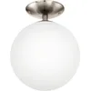 Image de Eglo Luminaire plafonnier Rondo, lampe à boule en acier nickel mat et verre opaque blanc, lustre de salon, douille E27