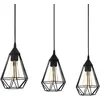 Image de Eglo Suspension TARBES noir vintage, lampe suspendue de salle à manger à 3 flammes au look étro, lampe pendante en acier, lustre avec douille E27