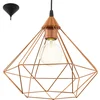 Image de Eglo lampe pendante Tarbes, 1 flamme lampe pendante vintage en look rétro, matériel : acier, plastique, couleur : cuivre, noir, douille : E27, Ø 32,5 cm