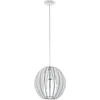 Image de Eglo Suspension en bois Cossano, lampe suspendue 1 flamme, luminaire en bois et acier, couleur blanche, douille E27, diamètre 30 cm