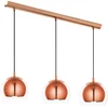 Image de Eglo Suspension luminaire Rocamar à 3 lampes, lustre suspendu en métal aspect cuivre et verre transparent, pour salon et salle à manger, douille E27