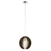 Image de Eglo Suspension Cossano, lampe suspendue vintage 1 flamme, luminaire en acier et bois nickel mat, brun foncé, lampe pour table à manger, lampe salon suspendue avec douille E27, Ø 30 cm
