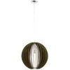 Image de Eglo Suspension Cossano, lampe suspendue vintage 1 flamme, suspension en acier et bois nickel mat, brun foncé, lampe de salle à manger, lampe de salon suspendue avec douille E27, Ø 50 cm