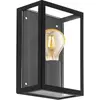 Image de Eglo Applique murale extérieure Alamonte 1, éclairage d’extérieur en acier galvanisé noir et verre transparent, lampe avec douille E27, IP44
