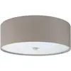 Image de Eglo Lampe de plafond PASTERI, plafonnier en textile à 3 flammes, matériau : acier, tissu, verre, couleur : nickel mat, taupe, douille : E27, Ø : 47,5 cm
