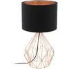 Image de Lampe à Poser en Métal Filaire et Tissu, Noir et Cuivre
