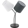 Image de Eglo Lampe de table Almeida, lampe de table textile 2 flammes, lampe de chevet en acier et tissu, couleur : noir, anthracite, blanc, prise : E14, interrupteur inclus