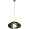 Image de Eglo Suspension Cossano 2, lampe suspendue 1 flamme vintage, suspension en acier et bois nickel mat, brun foncé, lampe pour table à manger, lampe salon suspendue avec douille E27, Ø 50 cm