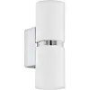 Image de Eglo LED Applique murale Passa, applique murale 2 flammes, projecteur mural intérieur en métal blanc et chrome, lampe de salon, lampe de couloir avec éclairage haut et bas, ronde, douille GU10