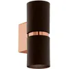 Image de Eglo LED Applique murale Passa, applique murale 2 flammes, spot mural intérieur en métal marron et cuivre, lampe salon, lampe couloir avec éclairage haut et bas, ronde, douille GU10