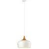 Image de Eglo Suspension Obregon, lampe suspendue 1 flamme moderne, suspension en métal crème et bois chêne, lampe de table à manger, lampe de salon suspendue avec douille E27