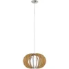 Image de Eglo Suspension Stellato 1, 1 lampe vintage en acier, bois et verre nickel mat, érable, blanc, pour salle à manger ou salon, douille E27, Ø 40 cm