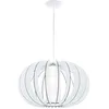 Image de Eglo Suspension Stellato 2, lampe suspendue vintage 1 flamme, suspension en acier, bois et verre blanc, lampe de table à manger, lampe de salon suspendue avec douille E27, Ø 50 cm