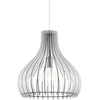 Image de Eglo Suspension Tindori, lampe suspendue vintage 1 flamme, suspension en acier et bois nickel mat, blanc, lampe pour table à manger, lampe de salon suspendue avec douille E27, Ø 38 cm