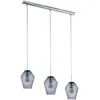 Image de EGLO Suspension luminaire Murmillo à 3 lampes, lustre suspendu en acier aspect chromé et verre fumé, pour salon et salle à manger, douille E27