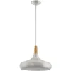 Image de Eglo Suspension Sabinar, lampe suspendue 1 flamme, suspension en acier et bois, couleur : argent brossé, marron, douille : E27, Ø : 40 cm
