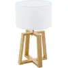 Image de Eglo Lampe de table Chietino 1, luminaire de style naturel, lampe de chevet en bois, tissu et acier, couleurs blanc et naturel, douille E27, avec interrupteur
