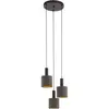 Image de Eglo Suspension luminaire Concessa 1 à 3 lampes, lustre suspendu en acier et textile, brun foncé, cappuccino, doré, pour salon et salle à manger, douille E27