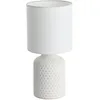 Image de Eglo Lampe de table de chevet Bellariva, lampe de salon à poser en céramique couleur crème et textile blanc, luminaire avec interrupteur, douille E14