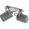 Image de Eglo Plafonnier Villabate, lampe de plafond textile 2 flammes, spot en acier et tissu, couleur nickel mat gris, douille E27