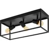 Image de Eglo Luminaire plafonnier Silentina, 3 lampes, lustre au style industriel en acier noir, lumière plafond pour salon, cuisine et couloir, douille E27